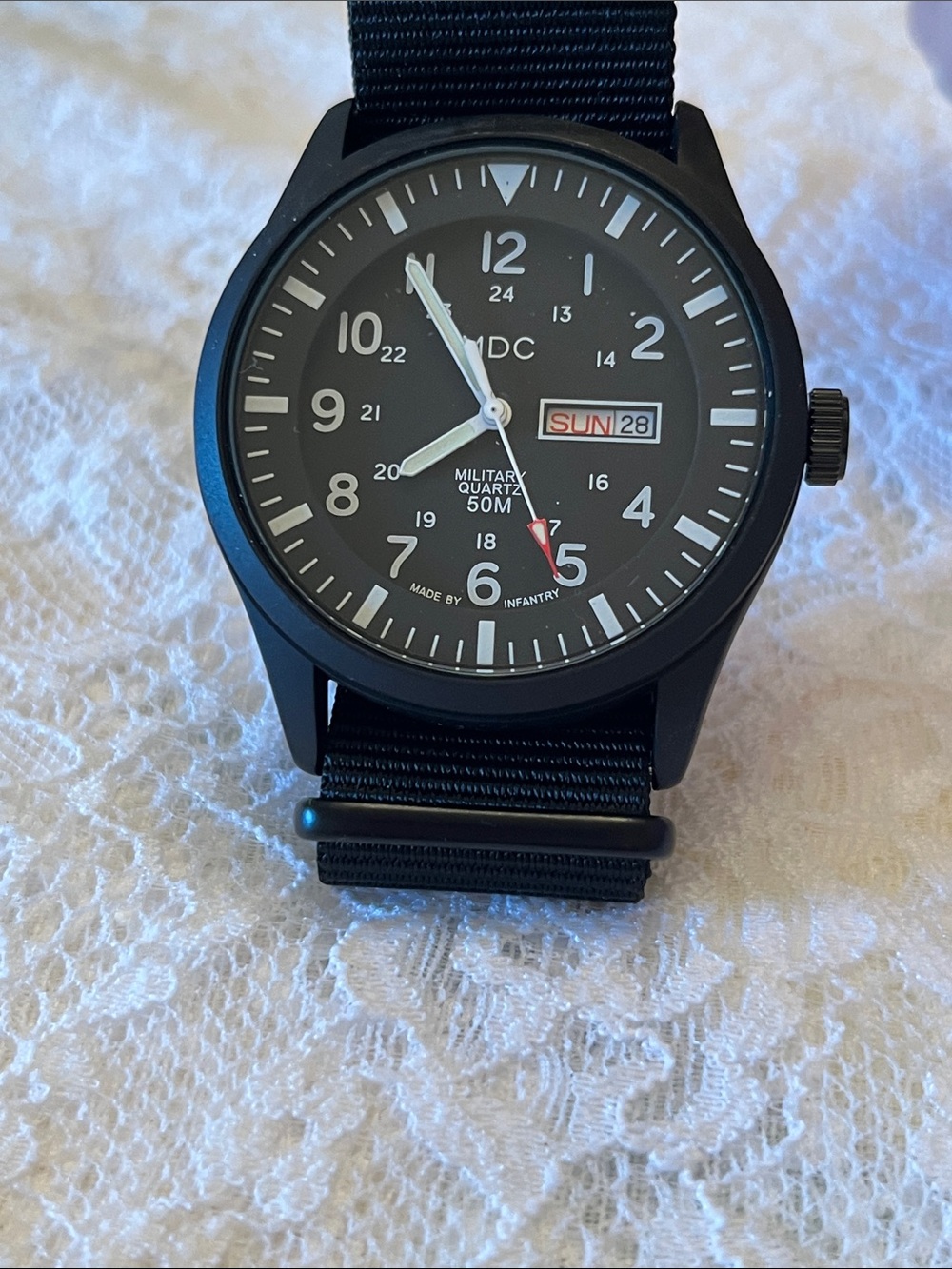 MDC Military Quartz Black Men's Watch with Day-Date